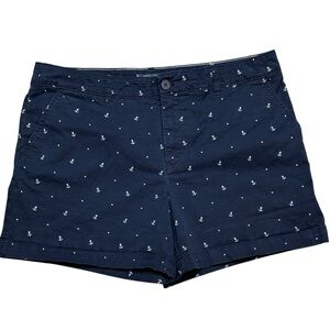 Tommy Hilfiger Navy Blue & White Anchor Print 2 Pocket Button Zip Close Short 16